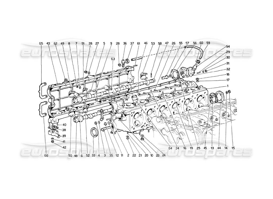 FERRARI 512 BB DIAGRAMMA DELLE PARTI DELLA TESTATA (DESTRA). ferrari 512 bb diagramma delle parti della testata (destra).