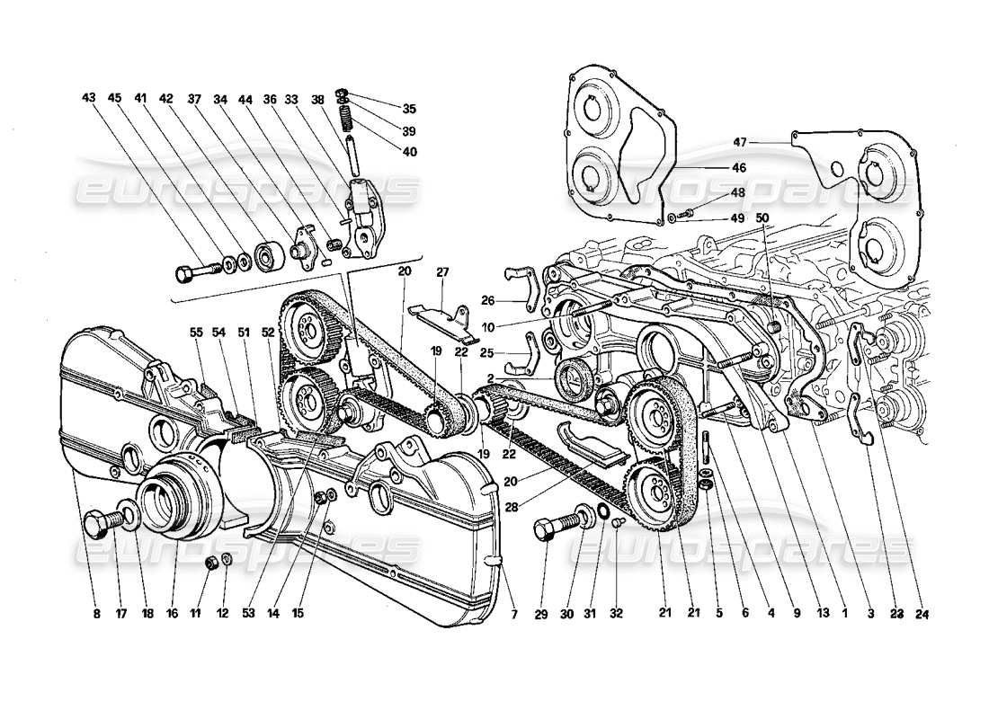 ferrari testarossa (1987) sistema di cronometraggio - diagramma delle parti dei controlli