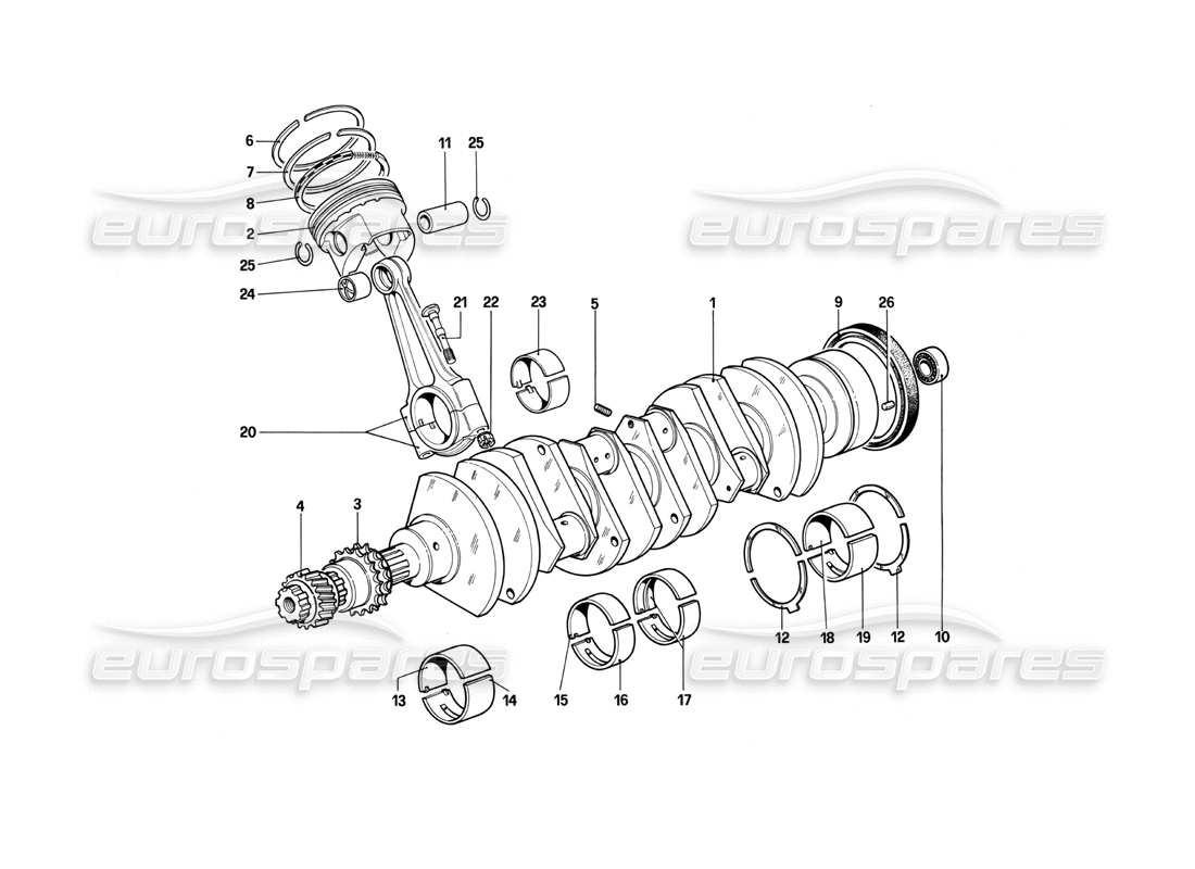 ferrari 412 (mechanical) albero motore - bielle e pistoni schema parte