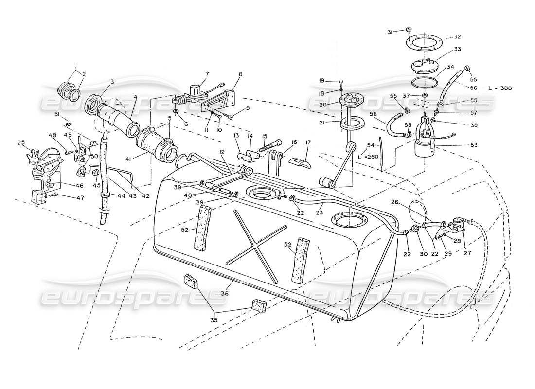 maserati ghibli 2.8 (non abs) serbatoio del carburante: diagramma delle parti della pompa a immersione