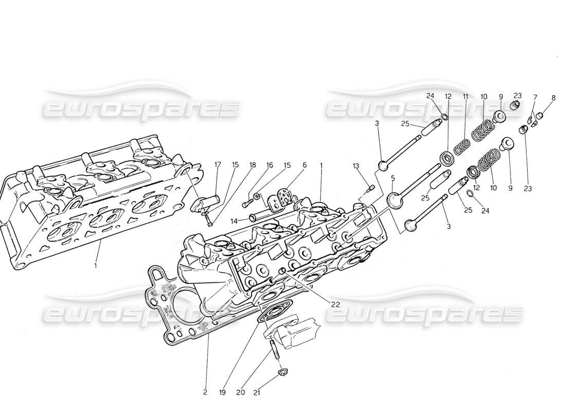 maserati biturbo spider diagramma delle parti delle teste dei cilindri