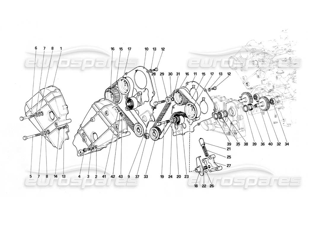 ferrari mondial 3.0 qv (1984) sistema di cronometraggio - diagramma delle parti dei controlli