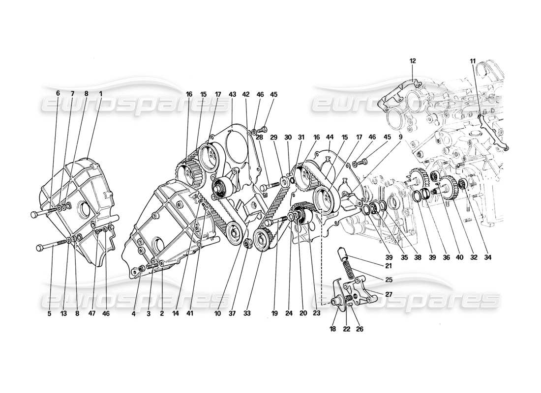 ferrari 328 (1988) sistema di temporizzazione: diagramma delle parti dei controlli