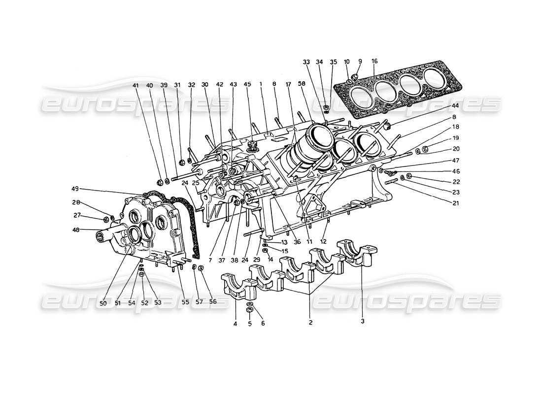 ferrari 208 gt4 dino (1975) schema delle parti del basamento