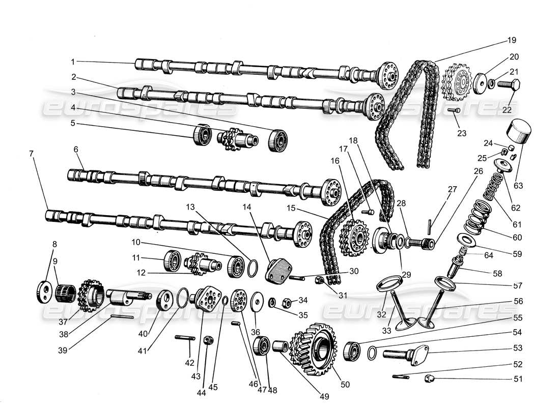LAMBORGHINI ESPADA DIAGRAMMA DELLE PARTI DI DISTRIBUZIONE (A 450). lamborghini espada diagramma delle parti di distribuzione (a 450).