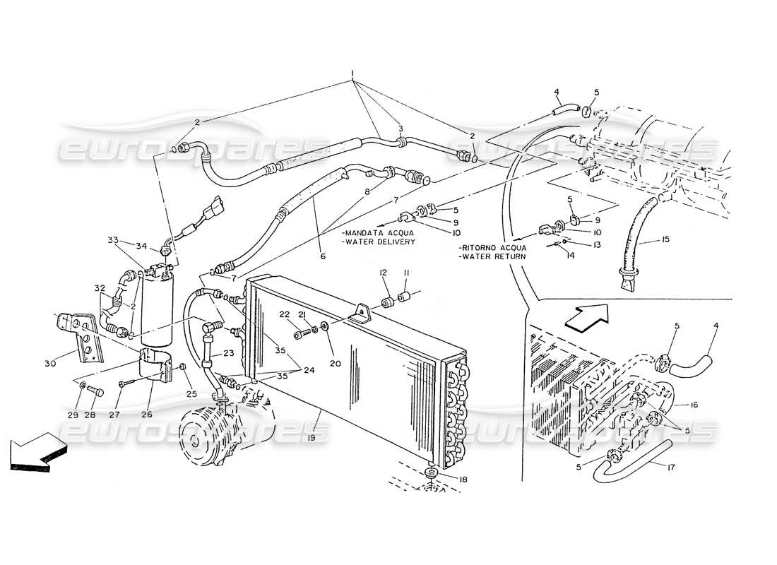 maserati ghibli 2.8 (non abs) diagramma delle parti del sistema di climatizzazione