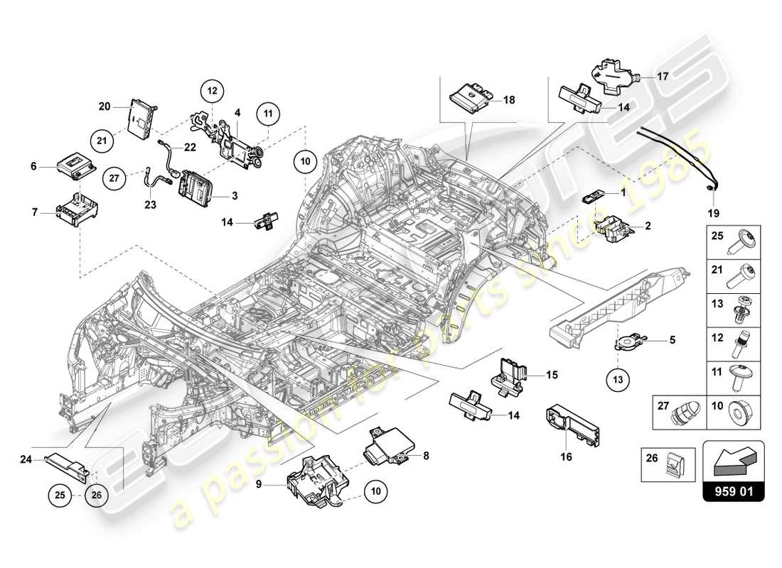 un diagramma delle parti dal catalogo delle parti lamborghini urus performante (2023)