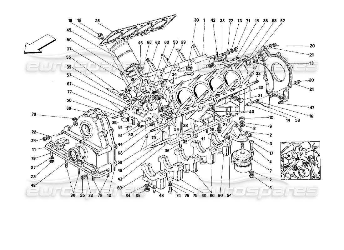 FERRARI MONDIAL 3.4 T COUPE/CABRIO SCHEMA DELLE PARTI DEL BASAMENTO ferrari mondial 3.4 t coupe/cabrio schema delle parti del basamento