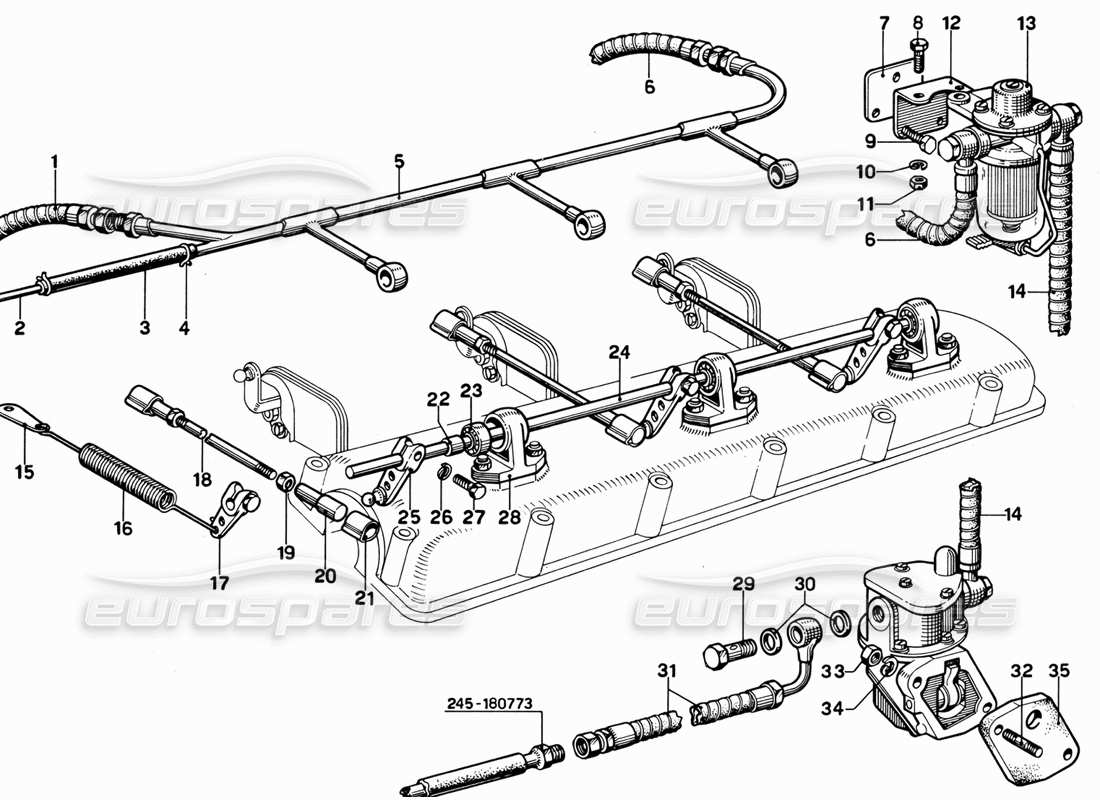 ferrari 365 gt 2+2 (mechanical) diagramma delle parti di alimentazione e controlli