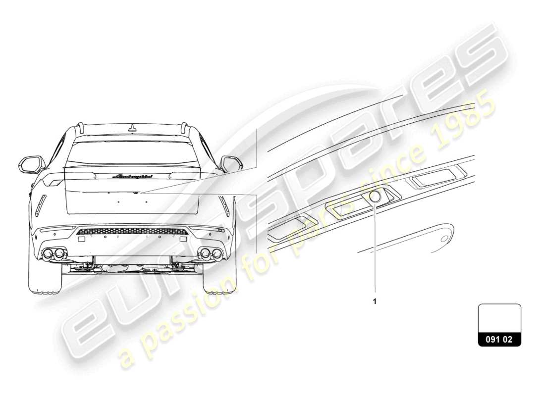 lamborghini urus s (accessories) kit di retrofit per telecamera di retromarcia schema delle parti