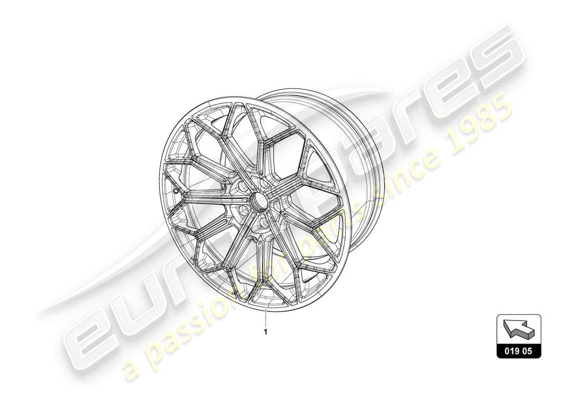 lamborghini urus s (accessories) 1 set di cerchi in alluminio diagramma delle parti