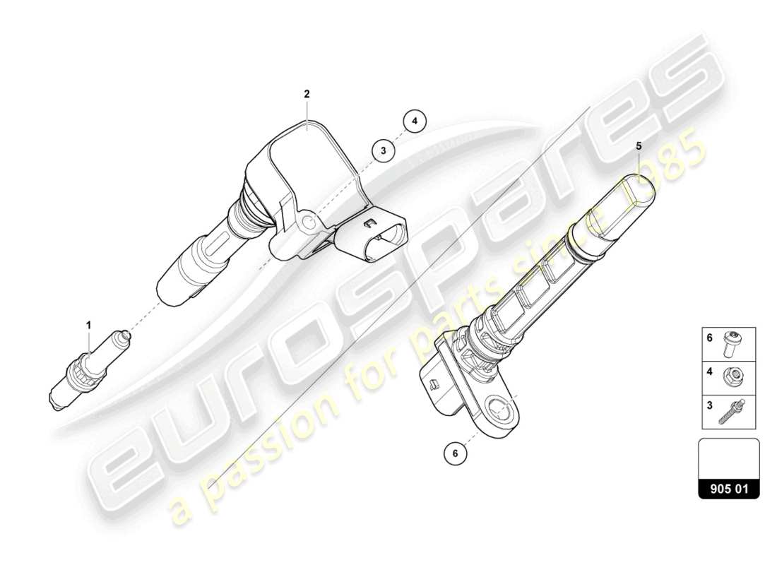 lamborghini urus performante (2023) bobina accensione con connettore candela schema parte
