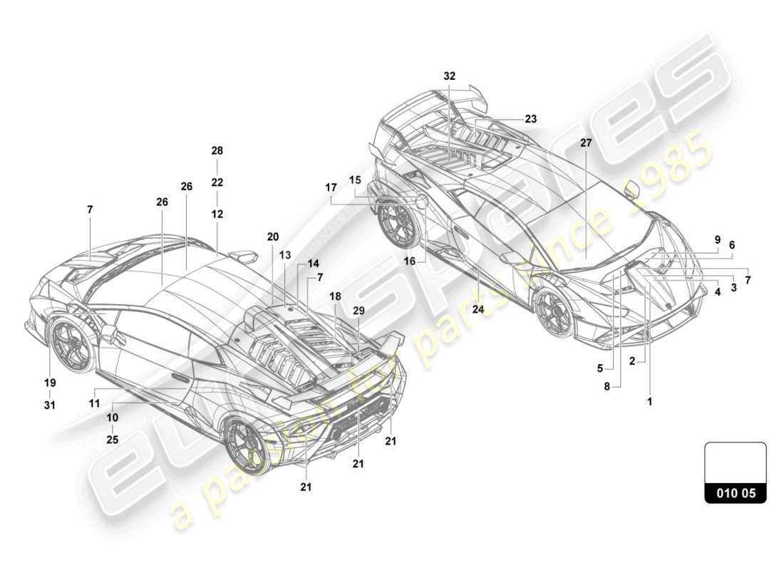 lamborghini 2021 (sto) iscrizioni/caratteri diagramma delle parti