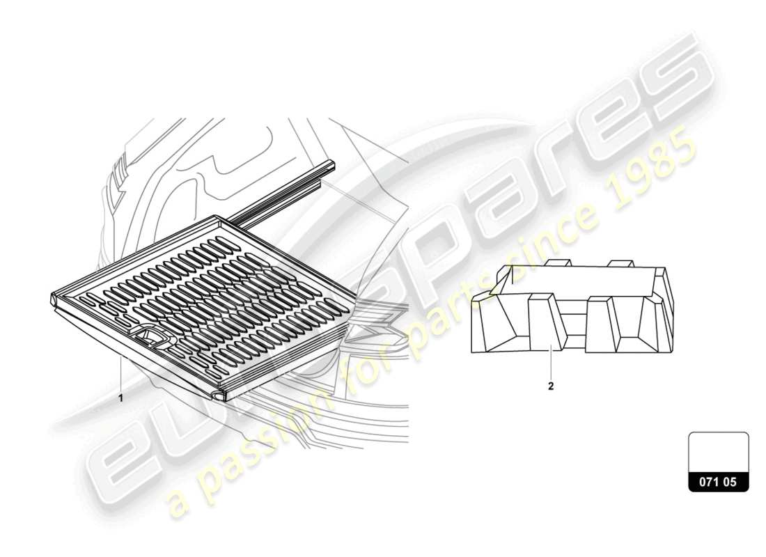 lamborghini urus s (accessories) estensione per piano del bagagliaio schema delle parti
