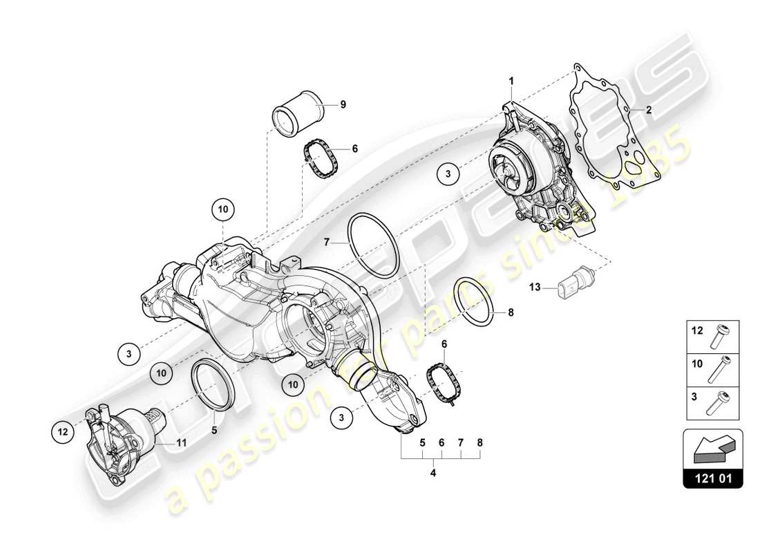 lamborghini urus (2022) pompa di circolazione del liquido di raffreddamento diagramma delle parti