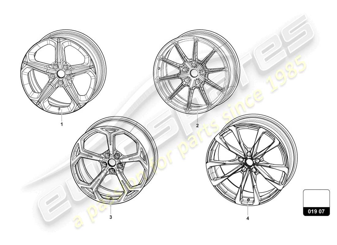 lamborghini urus s (accessories) cerchio in alluminio diagramma delle parti
