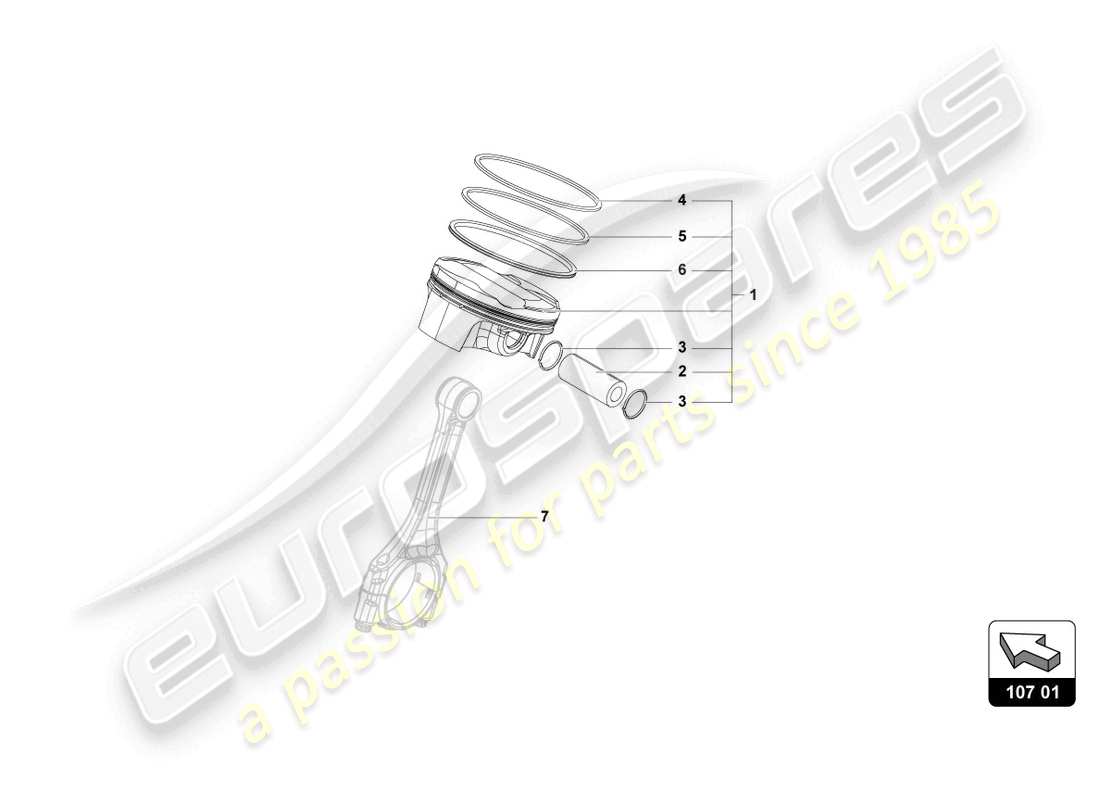 lamborghini countach lpi 800-4 (2022) pistone diagramma delle parti