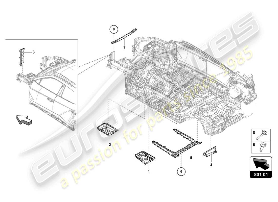 lamborghini urus (2019) fermo per batteria diagramma delle parti
