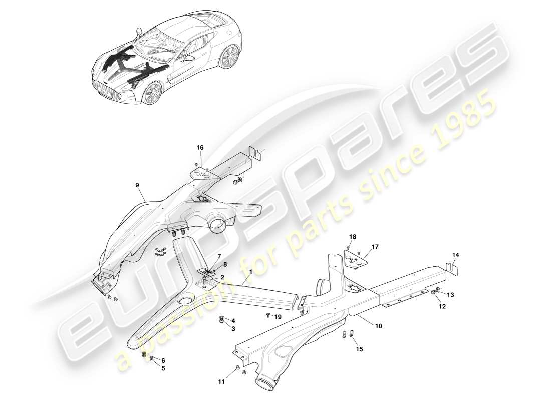 aston martin one-77 (2011) supporto del vano motore diagramma delle parti