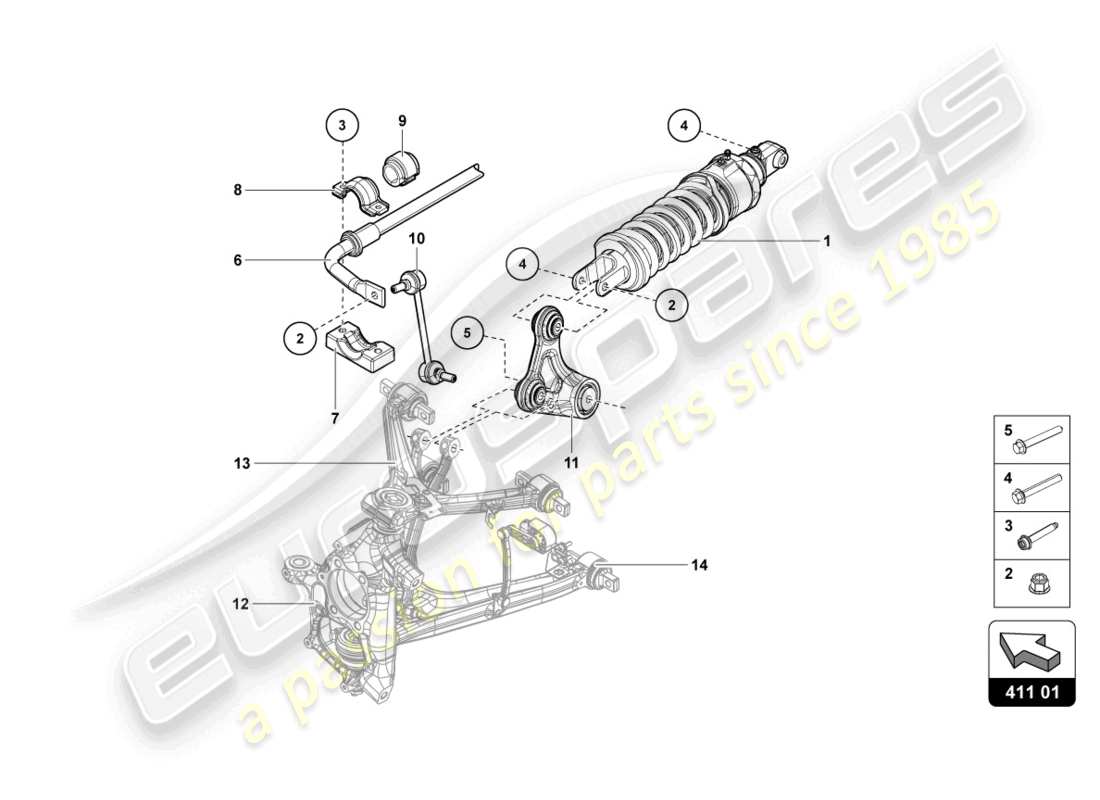 lamborghini ultimae (2022) ammortizzatori anteriori diagramma delle parti