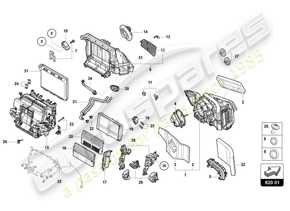 lamborghini urus performante (2023) diagramma delle parti air