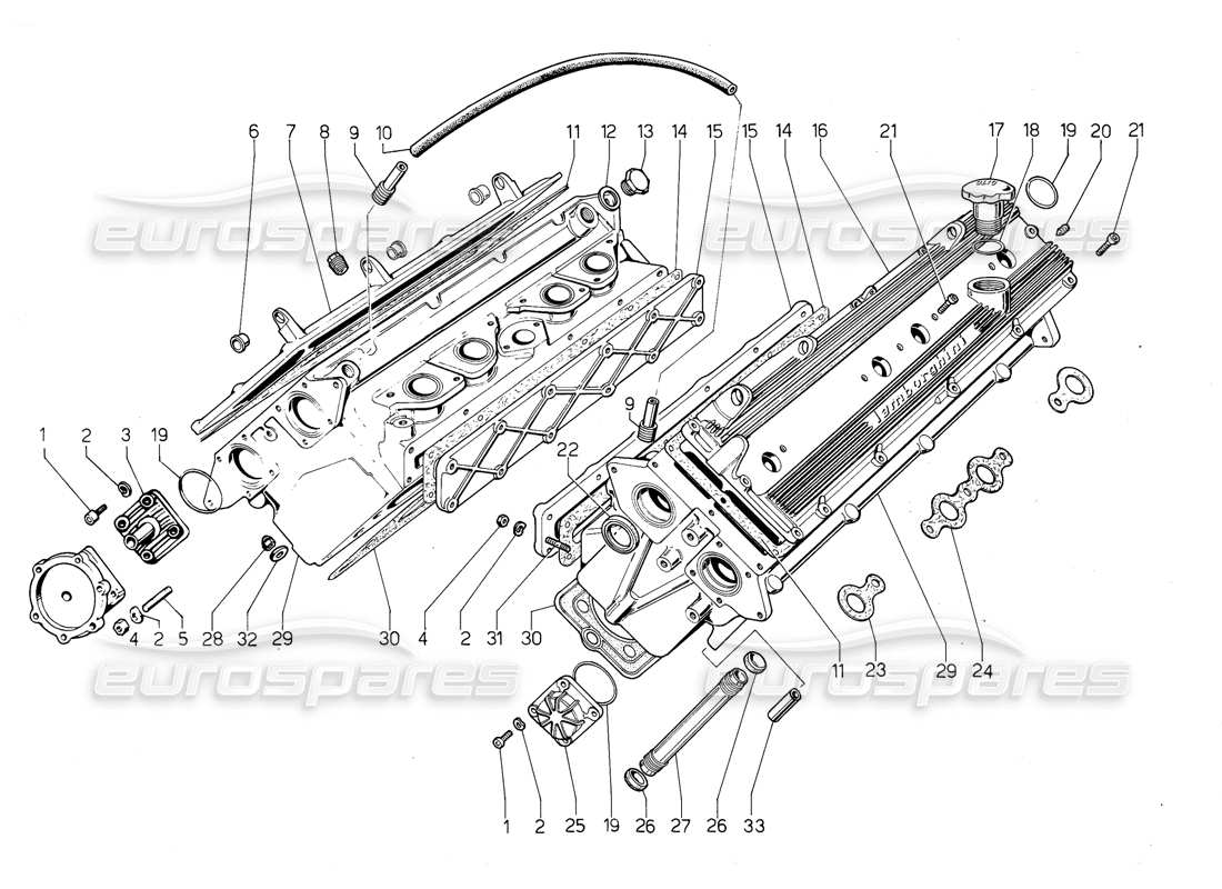 lamborghini jalpa 3.5 (1984) diagramma delle parti delle teste dei cilindri