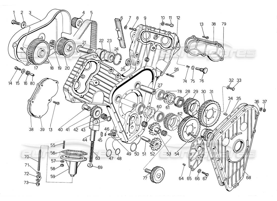 lamborghini jalpa 3.5 (1984) diagramma delle parti di distribuzione