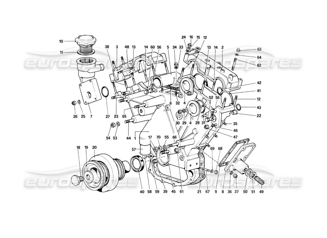 ferrari 412 (mechanical) sistema di distribuzione: diagramma delle parti dell'alloggiamento e dei coperchi
