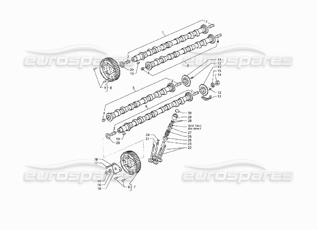 maserati qtp v8 (1998) diagramma delle parti di temporizzazione