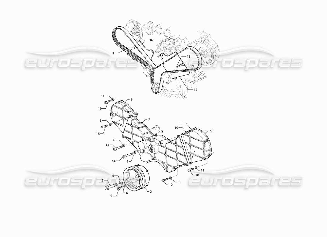 maserati qtp v8 (1998) diagramma delle parti del controllo del tempo