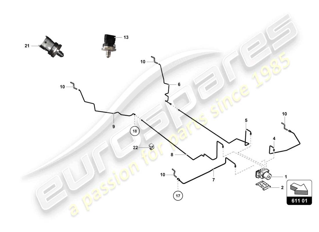 lamborghini super trofeo evo (2018) schema delle parti del sistema frenante