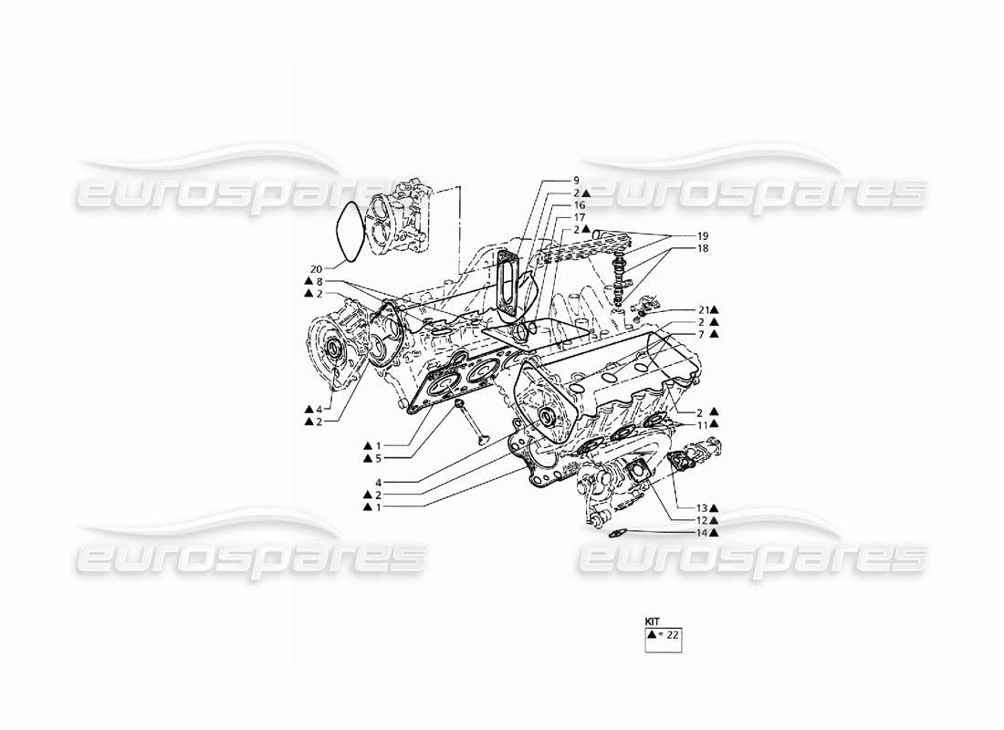 maserati qtp. 3.2 v8 (1999) schema particolare guarnizioni e paraolio per revisione teste