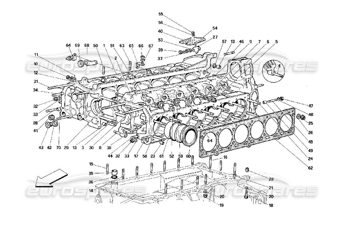 ferrari 512 tr schema delle parti del basamento