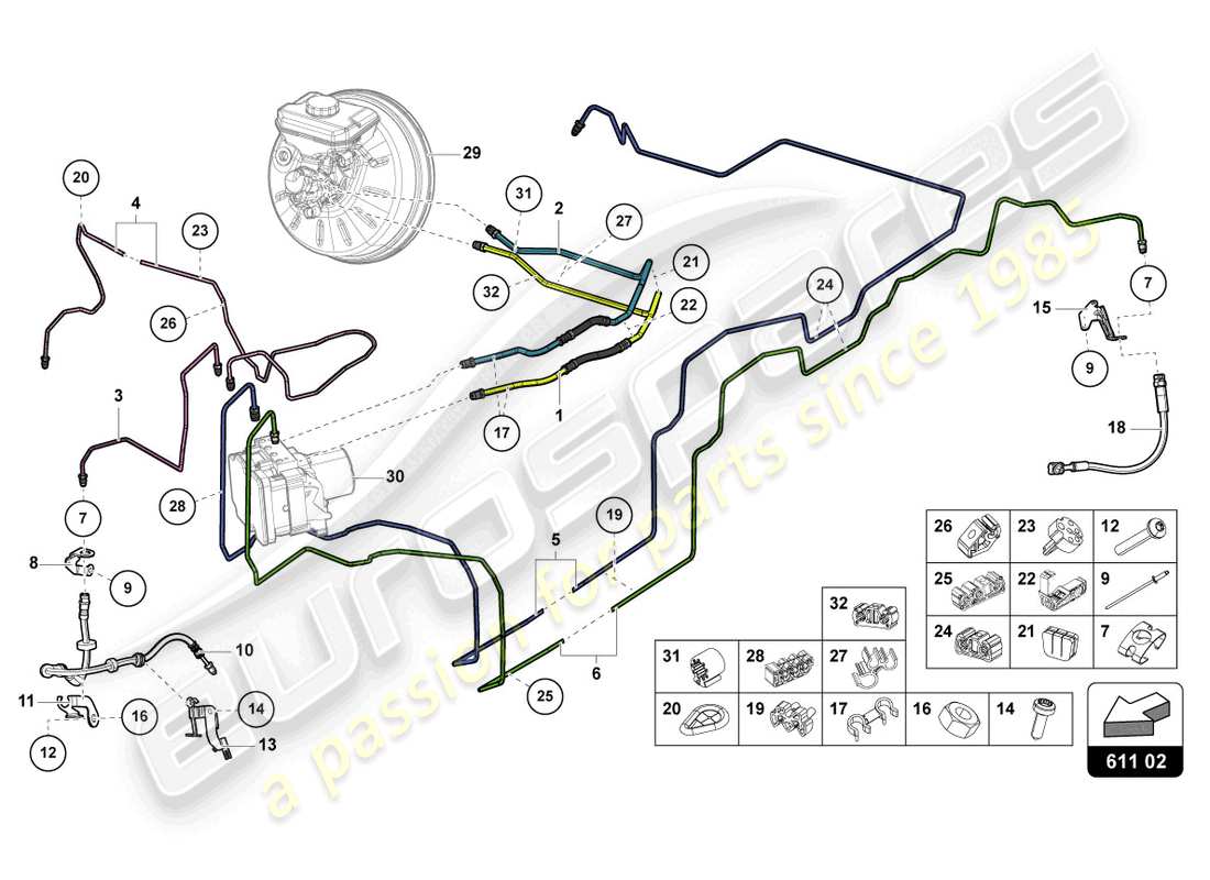 lamborghini urus performante (2023) tubo freno diagramma delle parti