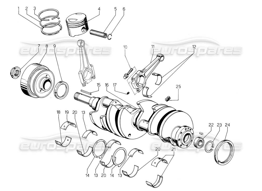 lamborghini jalpa 3.5 (1984) schema delle parti dell'albero motore