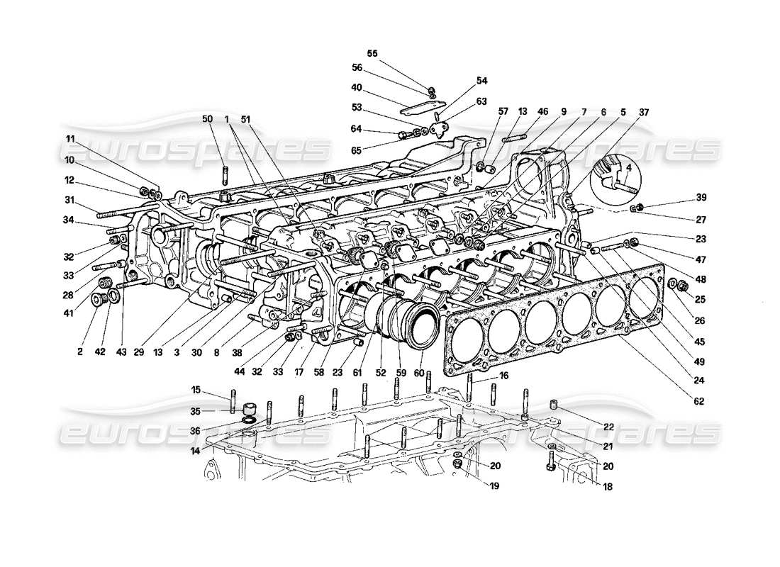 ferrari testarossa (1987) schema delle parti del basamento