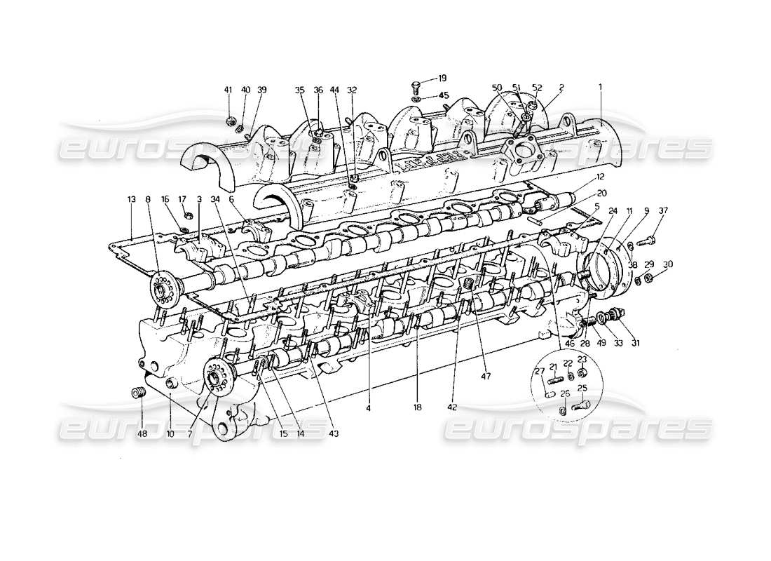 ferrari 400 gt (mechanical) diagramma delle parti della testata (destra).