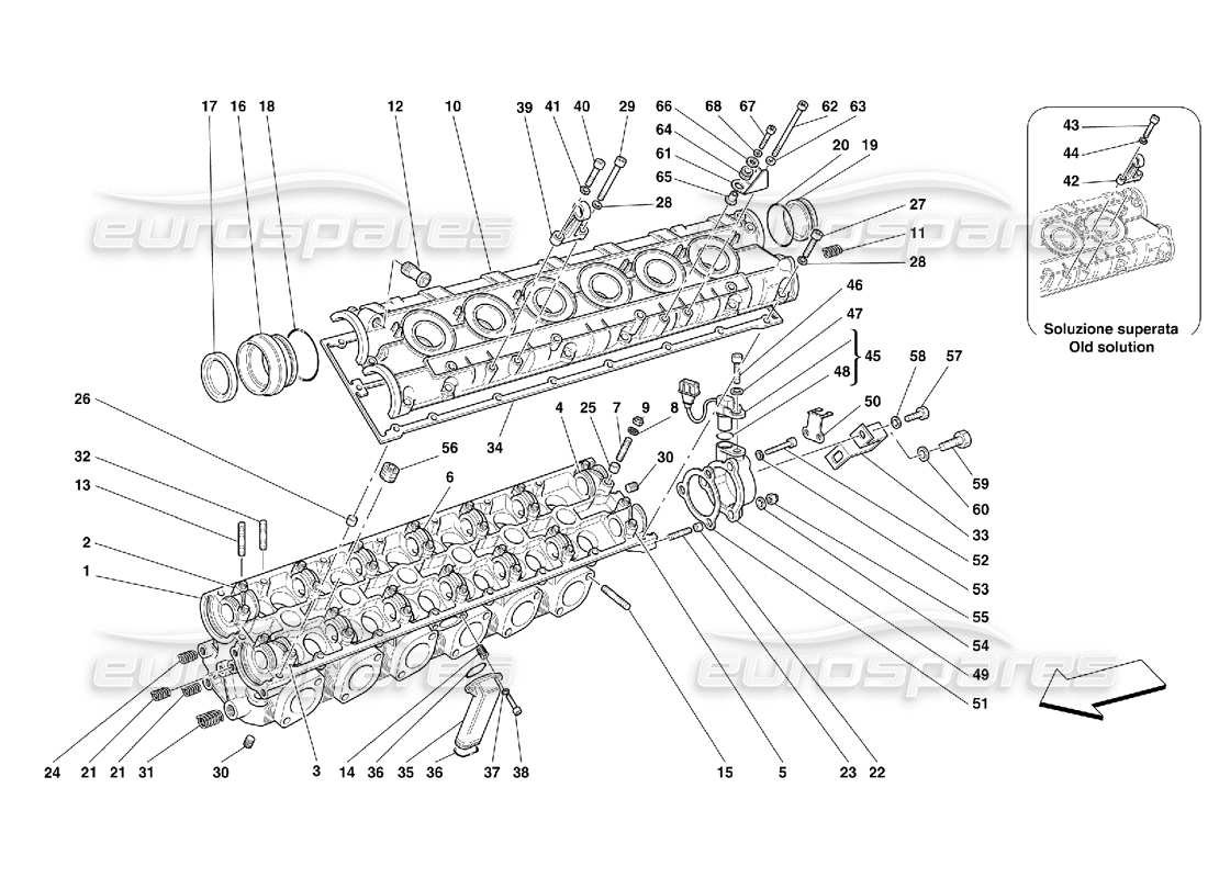 FERRARI 456 GT/GTA DIAGRAMMA DELLE PARTI DELLA TESTATA DEL CILINDRO SINISTRA ferrari 456 gt/gta diagramma delle parti della testata del cilindro sinistra