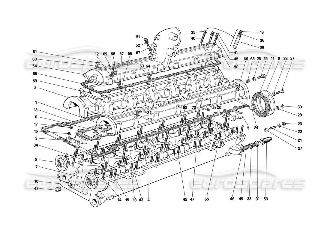ferrari 412 (mechanical) diagramma delle parti della testata (destra).