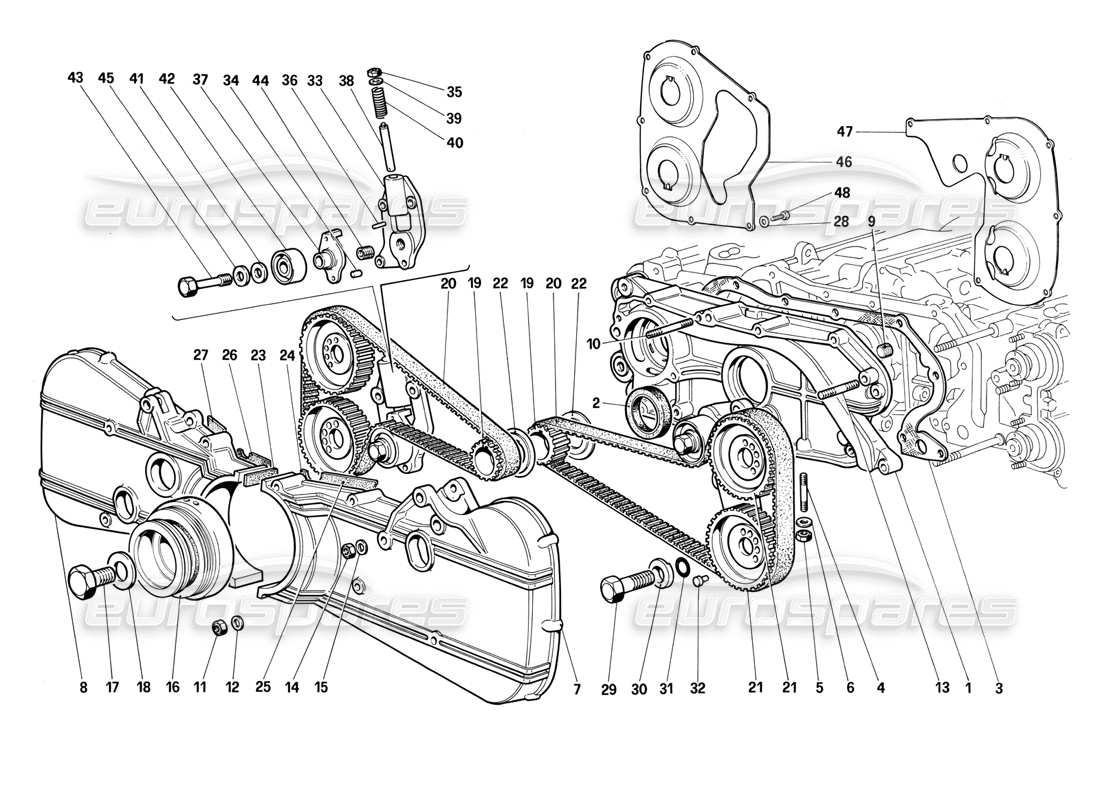 ferrari testarossa (1990) sistema di cronometraggio - diagramma delle parti dei controlli