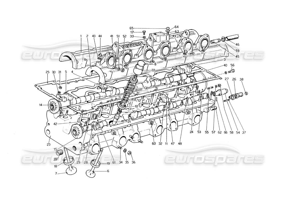 ferrari 400 gt (mechanical) diagramma della parte della testa del cilindro (sinistra).