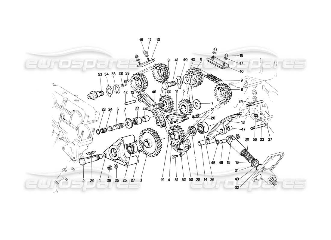 ferrari 412 (mechanical) sistema di cronometraggio - diagramma delle parti dei controlli
