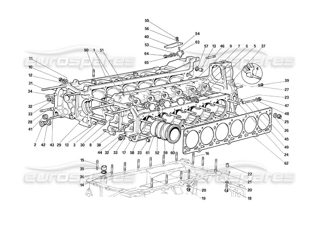 ferrari testarossa (1990) schema delle parti del basamento