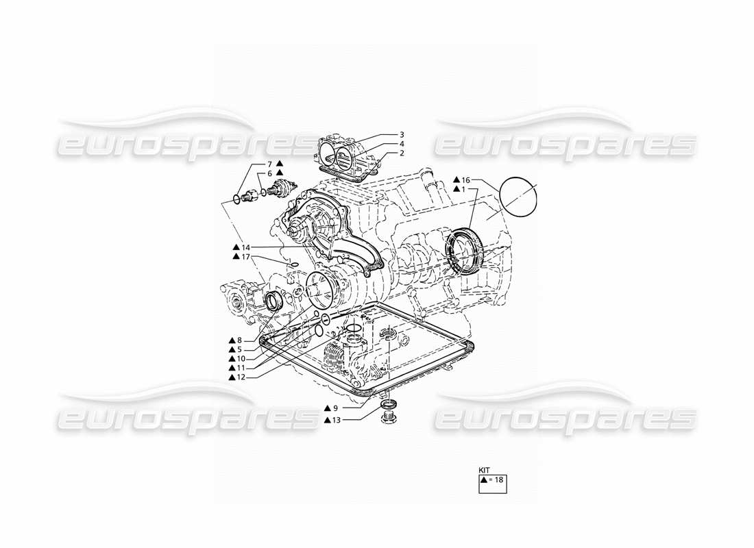 maserati ghibli 2.8 gt (variante) diagramma delle parti di guarnizioni e paraolio per la revisione del blocco