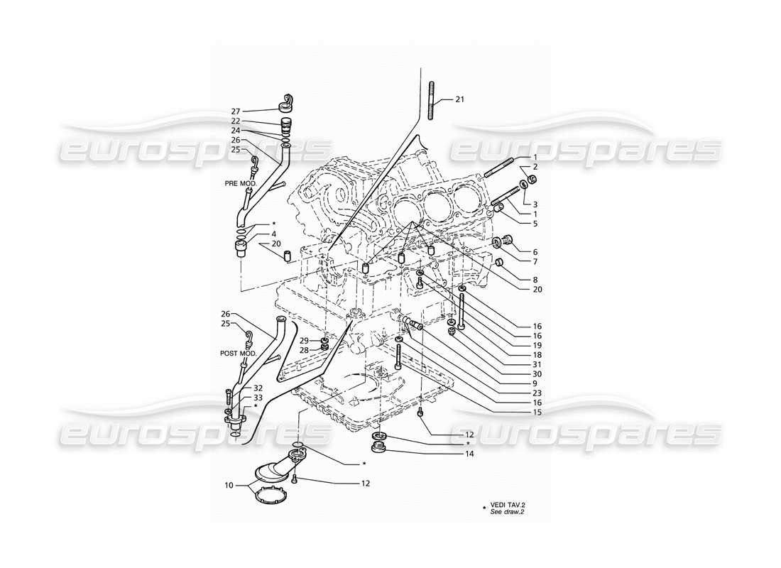 maserati ghibli 2.8 (abs) diagramma delle parti di elementi di fissaggio e accessori del blocco