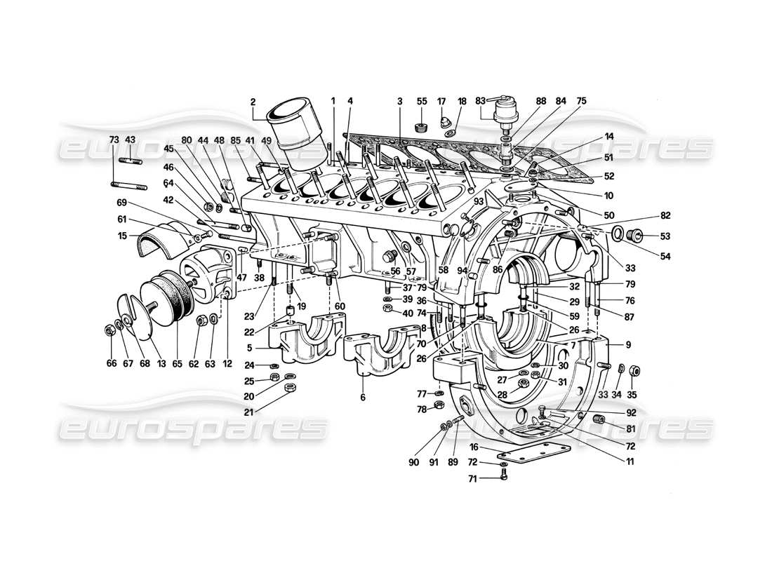 ferrari 412 (mechanical) schema delle parti del basamento