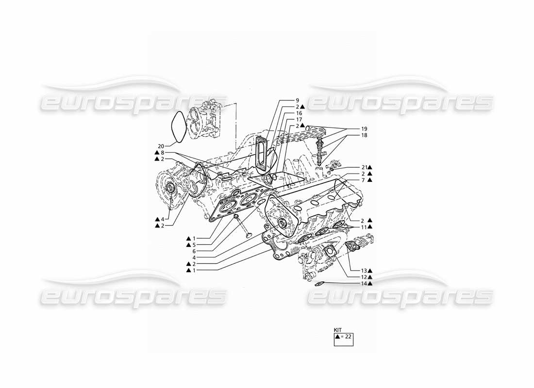 maserati ghibli 2.8 (abs) diagramma delle parti di guarnizioni e tenute per la revisione delle teste