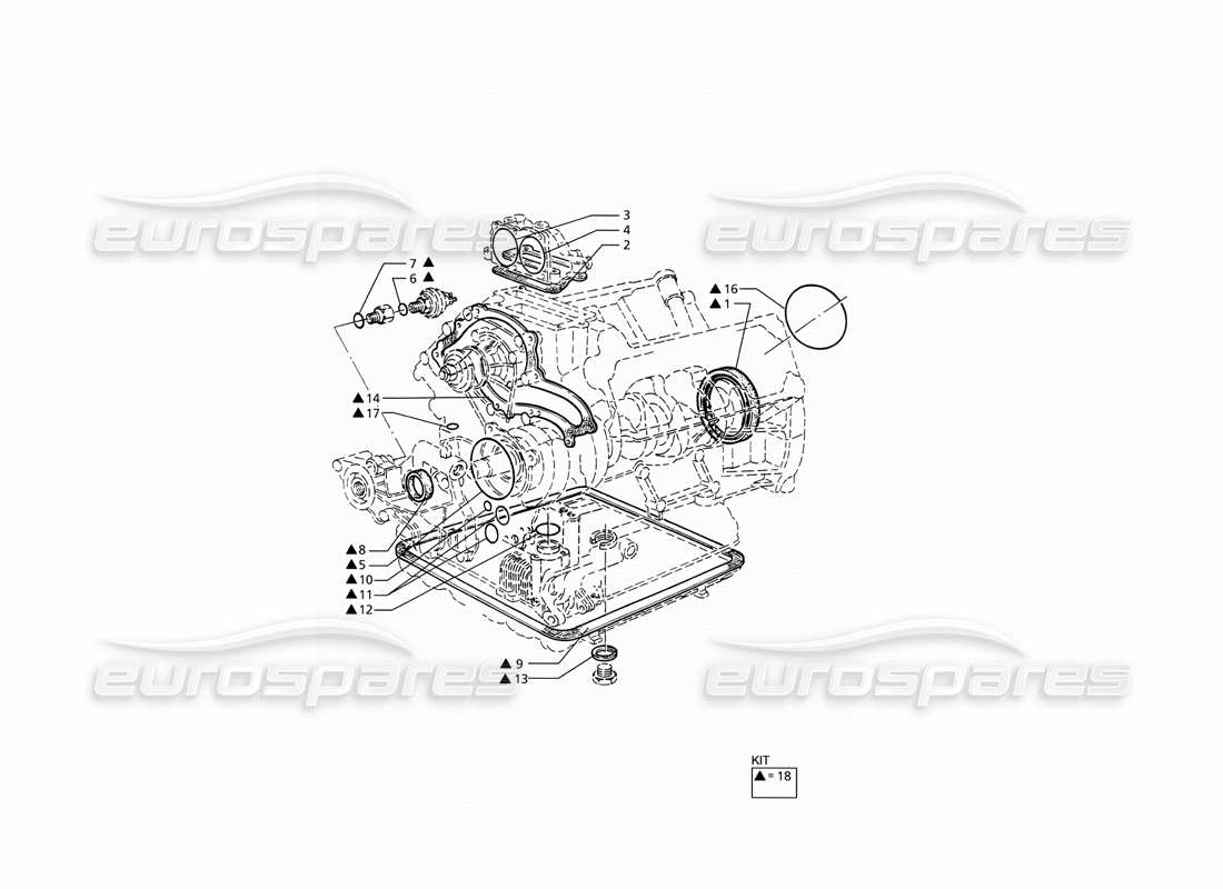 maserati ghibli 2.8 (abs) diagramma delle parti di guarnizioni e paraolio per la revisione del blocco