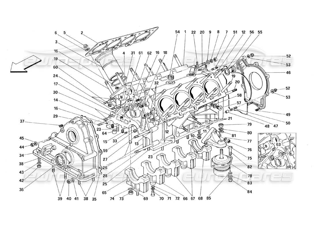 ferrari 348 (1993) tb / ts schema delle parti del basamento