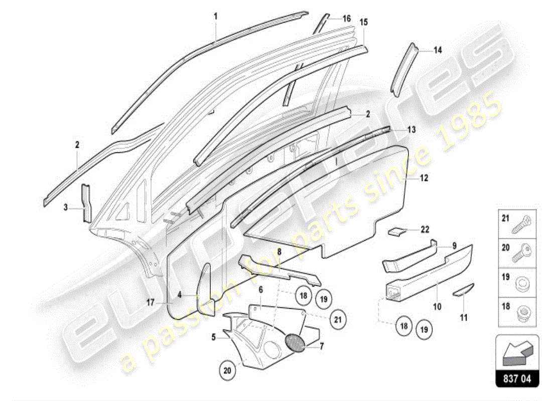 lamborghini diablo vt (1995) portiera conducente e passeggero diagramma delle parti